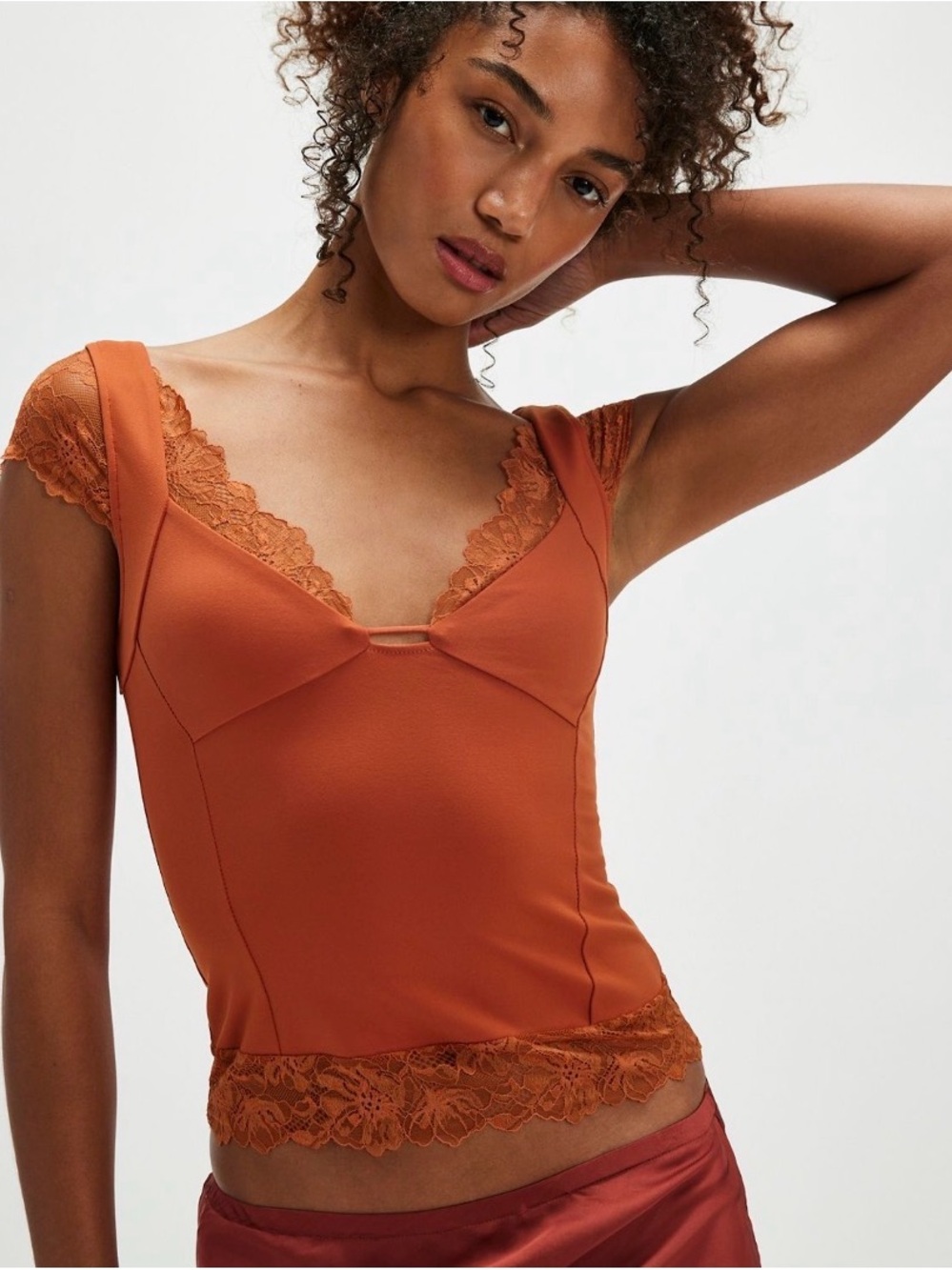 Free people Lace-Trim Tank Top - BLACK
